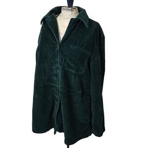 Vintage Nordstrom Corduroy Jacket Womens Medium Green‎ 90s Button Up Shacket